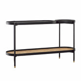 Petras Black with Natural Rattan Finish Console Table